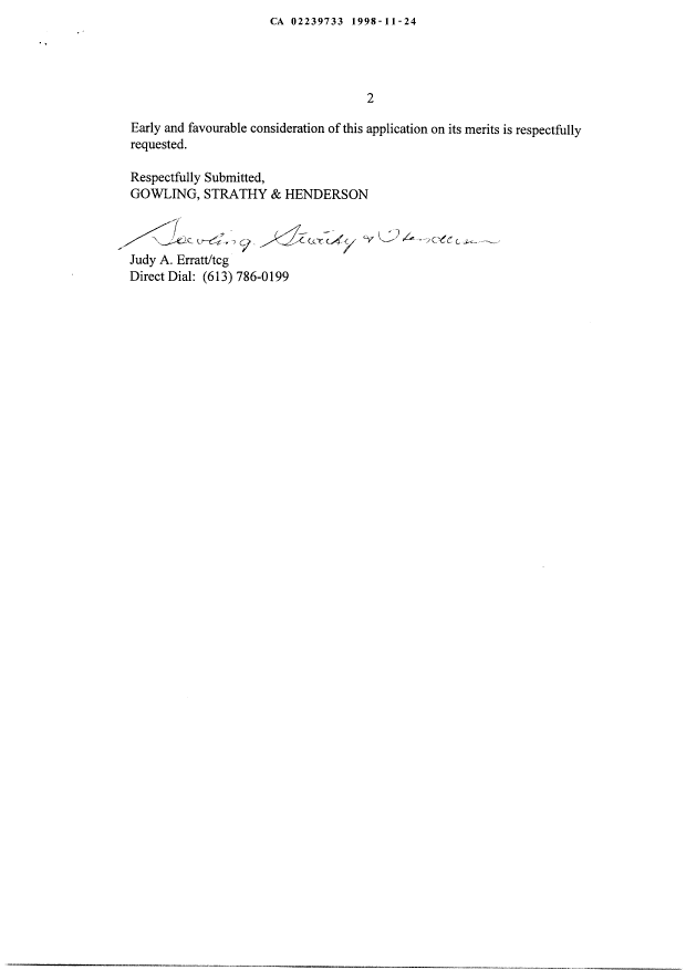 Document de brevet canadien 2239733. Correspondance 19971224. Image 2 de 3