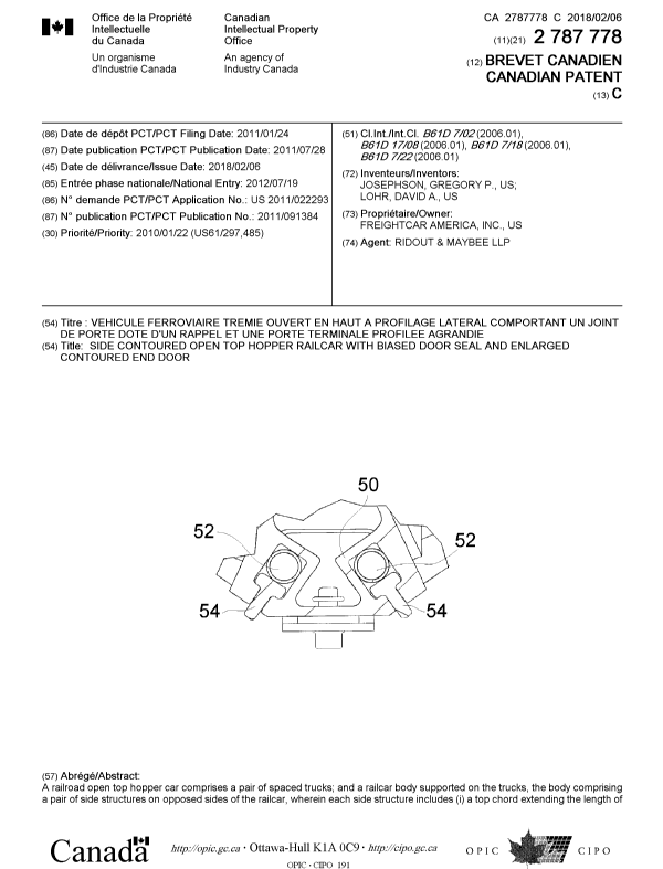 Patent 2787778 Cover Page 1 2 Canadian Patents Database