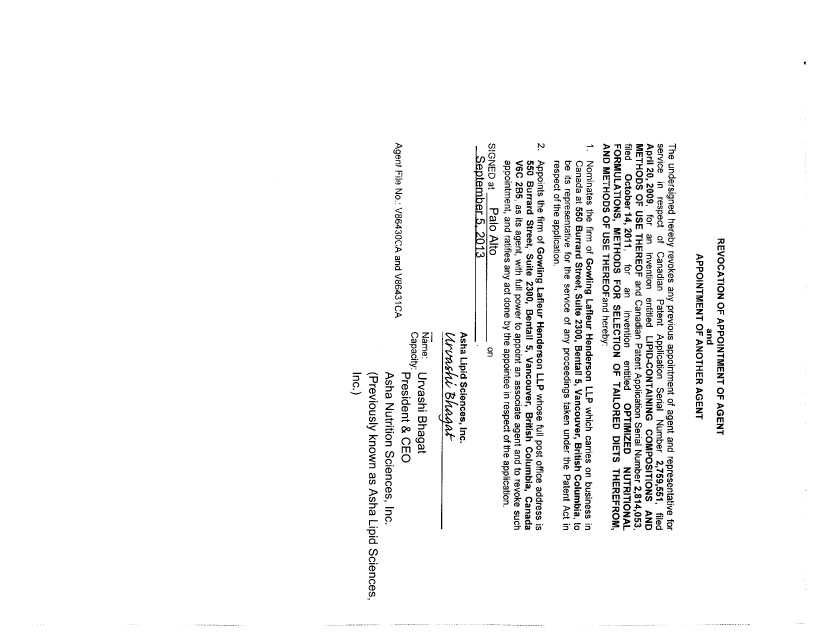 Document de brevet canadien 2814053. Correspondance 20130924. Image 2 de 2
